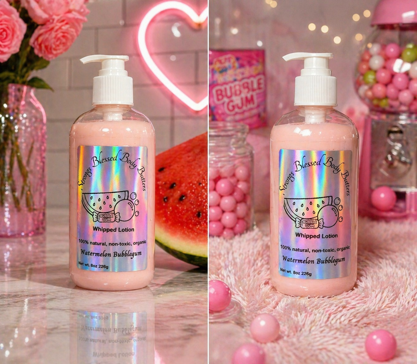 Watermelon Bubble Gum Whipped Body Lotion – Lightweight Hydration